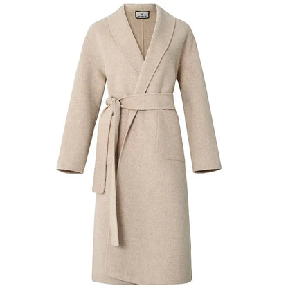 Wool Slim Fit Coat Autumn and Winter New Medium Long Lace up Vintage Slouchy Woolen Coat eprolo