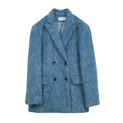 High Quality Women Elegant Blue Blazers New Fashion Ladies Vintage Loose Jackets Casual Female Streetwear Suits eprolo