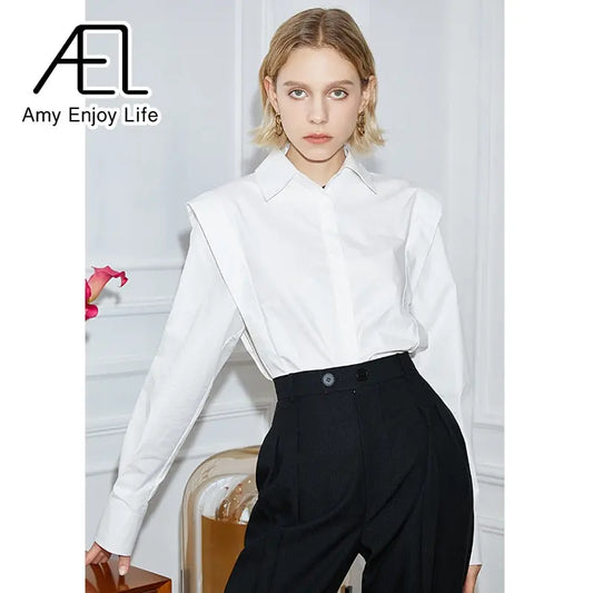 AEL Women Shirt Long Sleeve Lapel Blouse Elegant Feminina Fashion Spring Top Clothing Loose Causal Streetwear eprolo