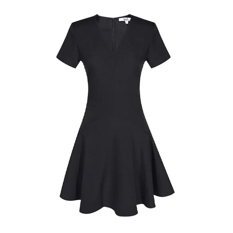 Autumn Dress Women Fashion Sexy Black Flounce Dress Short Sleeve Elegant Celebrity Mini Party Dress eprolo