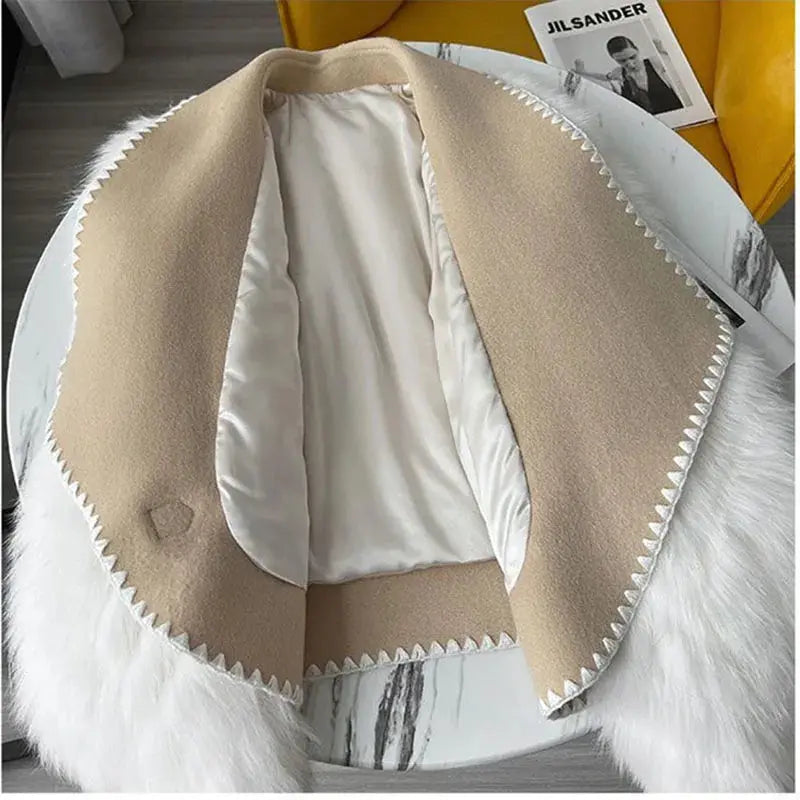 Fur Car Stripe Fur Coat For Women's Winter Lapel High-End Short Double-Sided Woolen Fashion Cardigan Thick Top Short eprolo