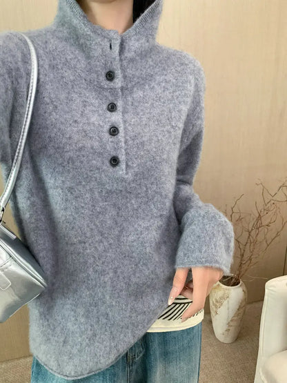 Hooded Pullover Sweater for Women, Lazy Style High-Grade Fleece Knitted Top with Cashmere eprolo