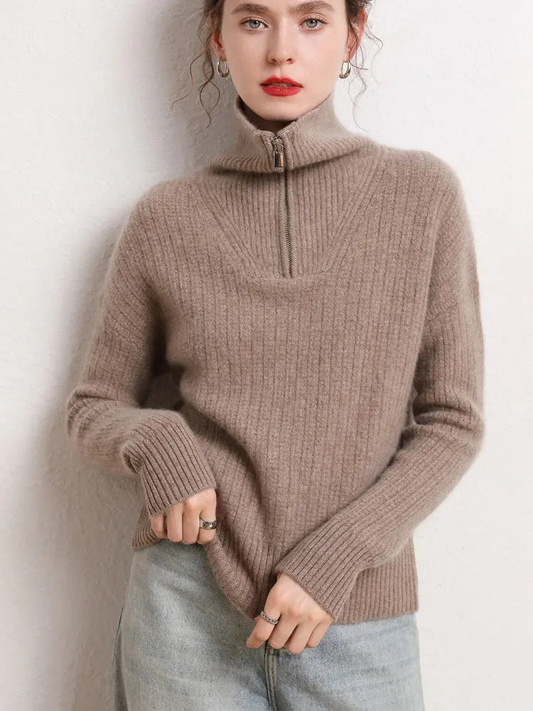 Stand up collar thickened long sleeved pullover knitted base sweater eprolo