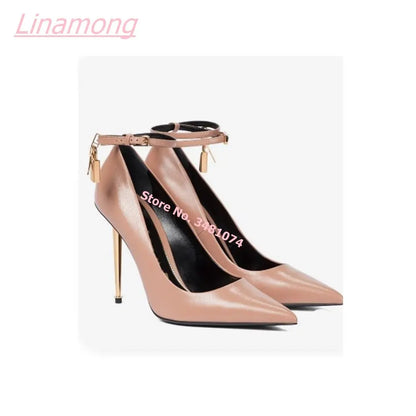 Summer New Women Pumps Metal Thin High Heel Luxury Shallow Pointed Toe Big Size Comfort Party Office Shoes eprolo