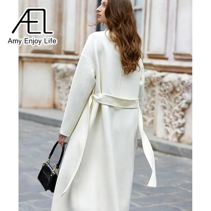 French White Double-Sided Suiting Slim Waist Woolen Coat Winter Premium Woolen Coat eprolo