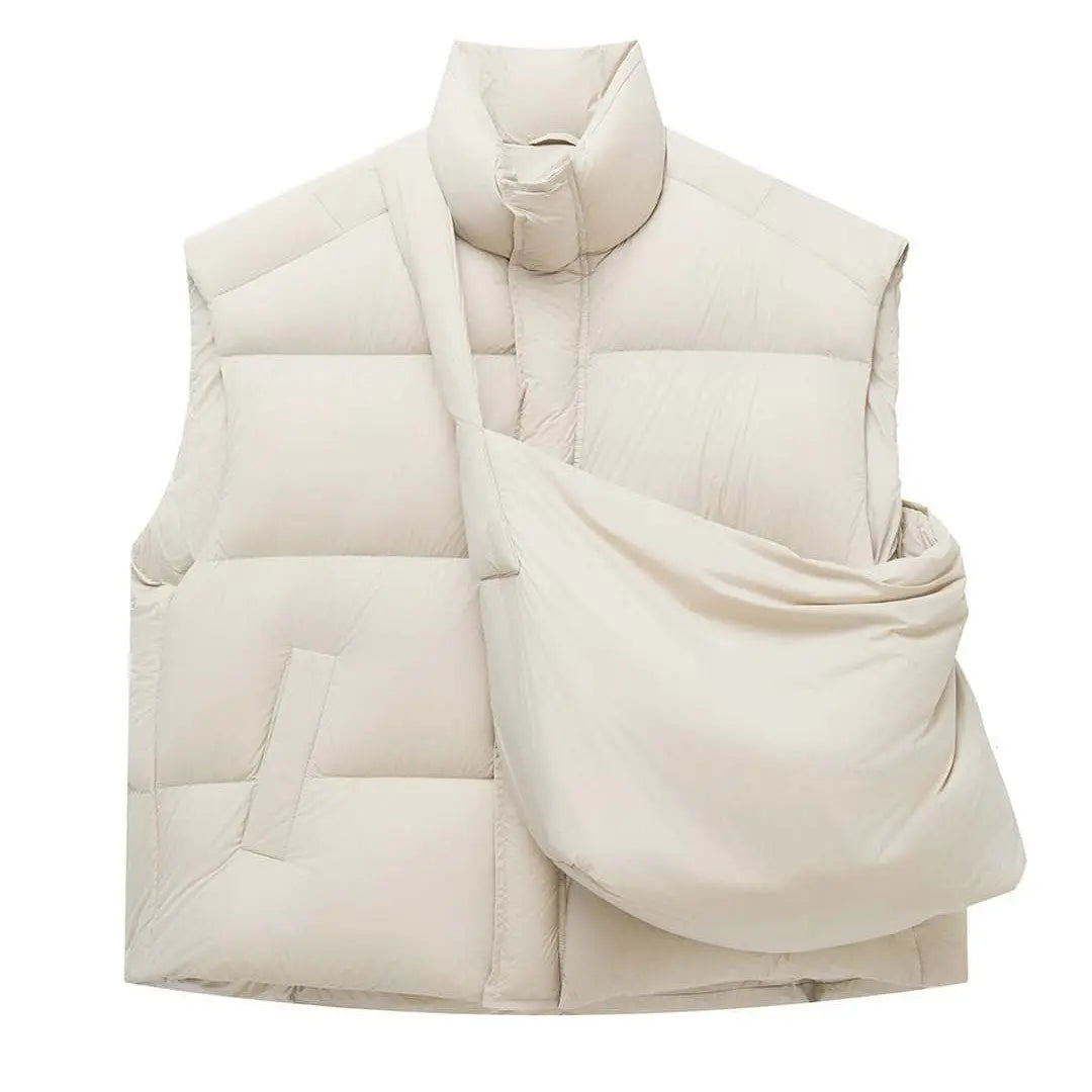 Fashion Winter Vest with Backpack Style White Duck Down Sleeveless Layered Slim FitWarm Women's Outerwear eprolo