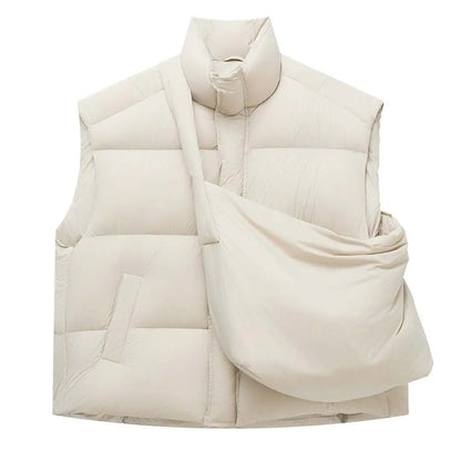 Fashion Winter Vest with Backpack Style White Duck Down Sleeveless Layered Slim FitWarm Women's Outerwear eprolo