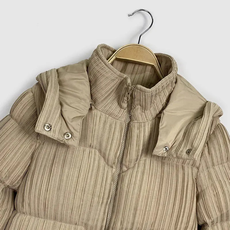 Women's Mid-Length Knee-Length Korean Style Hooded Down Jacket with White Duck Down Collar eprolo