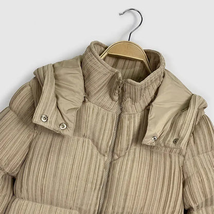 Women's Mid-Length Knee-Length Korean Style Hooded Down Jacket with White Duck Down Collar eprolo