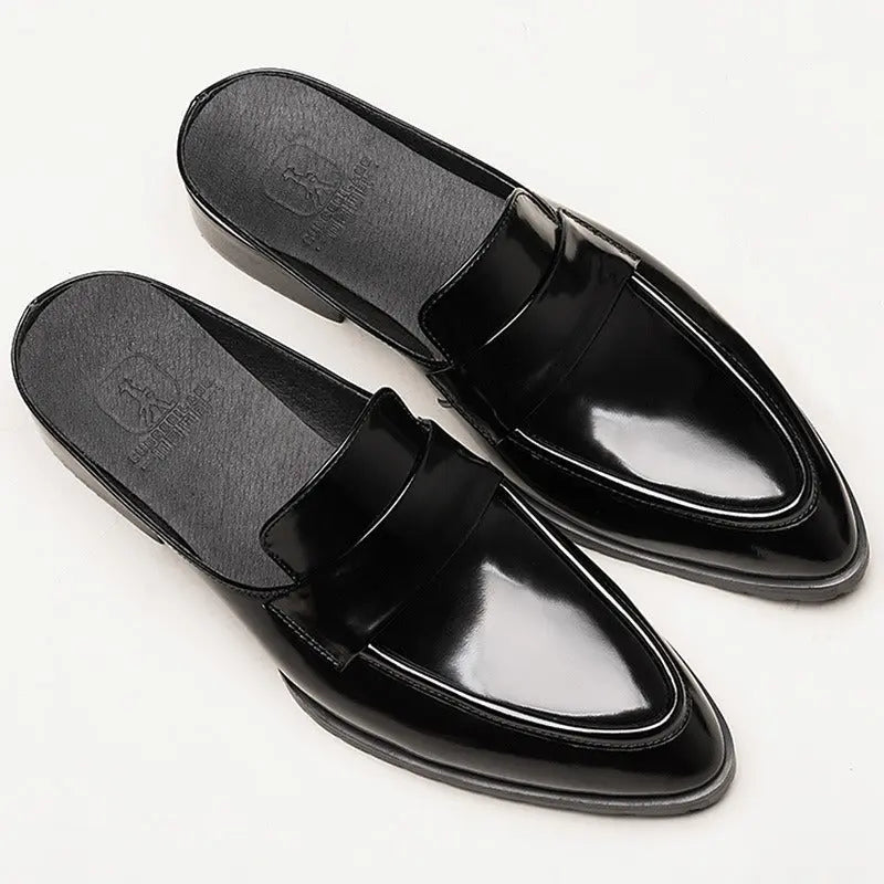 Men's Baotou Genuine Leather Half Slippers, Versatile Breathable Sandals, Personalized Heelless Lazy Beanie Shoes eprolo