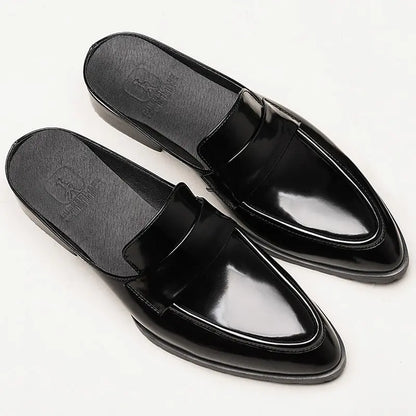 Men's Baotou Genuine Leather Half Slippers, Versatile Breathable Sandals, Personalized Heelless Lazy Beanie Shoes eprolo