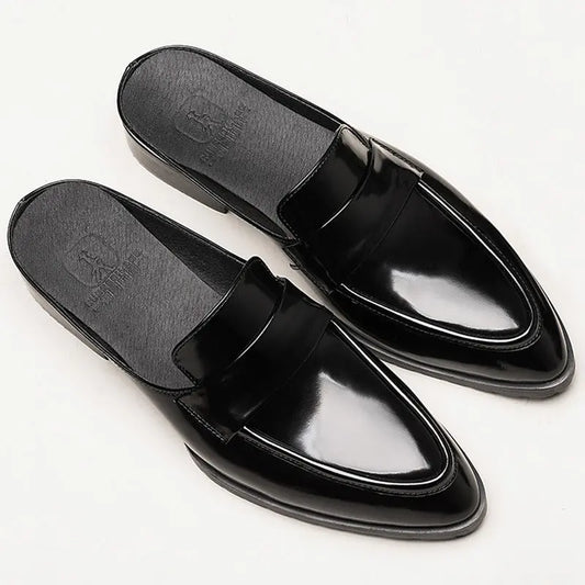 Men's Baotou Genuine Leather Half Slippers, Versatile Breathable Sandals, Personalized Heelless Lazy Beanie Shoes eprolo