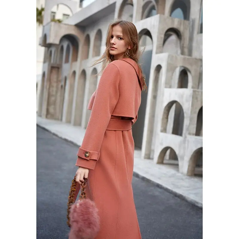 Double Woolen Woman's Upmarket Coat One Shoulder Overcoat Female New Fashion Temperament Women's Popular Woolen Coat eprolo