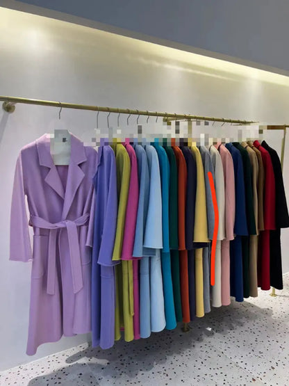 Water ripple double-sided cashmere coat high-end bathrobe wool coat windbreaker for women eprolo