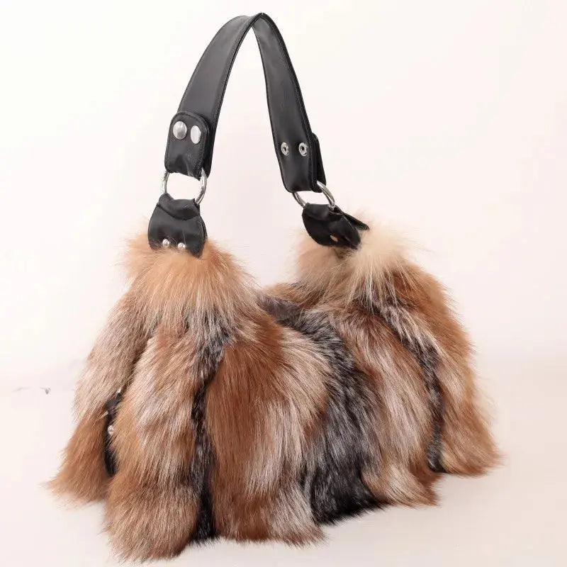 Luxry Real Fox Fur Women Handbags Genuine leather Newest Party Multicolour Bags Fox Fur Ladies Shoulder Bag Gift Crossbody bags eprolo
