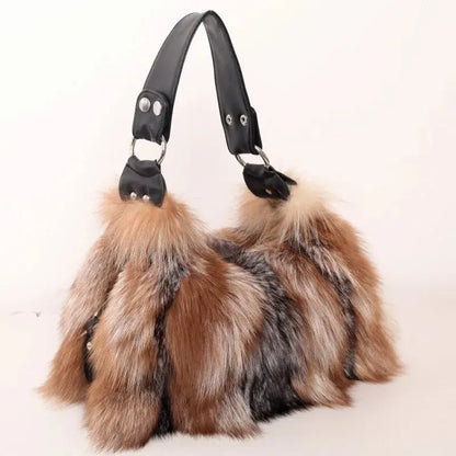 Luxry Real Fox Fur Women Handbags Genuine leather Newest Party Multicolour Bags Fox Fur Ladies Shoulder Bag Gift Crossbody bags eprolo