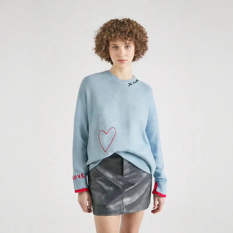 Letter Love Embroidered Embroidered Handmade Hooked Cashmere Knitted Sweater Female eprolo