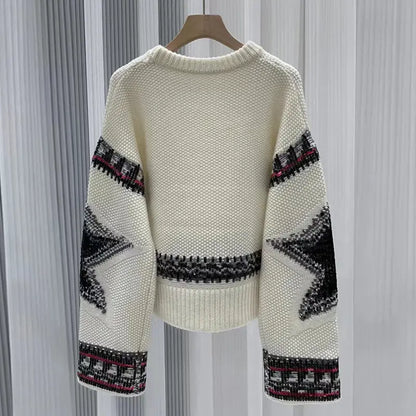 Autumn and Winter Design Sequined Cashmere Pullover Sweater eprolo