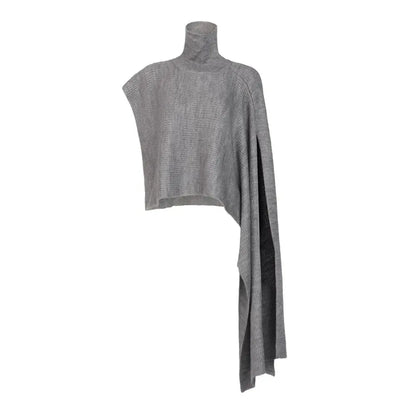 High Neck Sweater Women's Loose Slouchy Shawl Spring Summer New Cape Wool Top eprolo