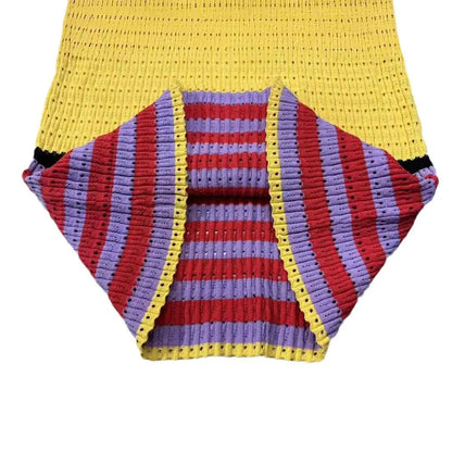 Colorful horizontal striped jacquard woven slim fitting sleeveless knitted dress eprolo