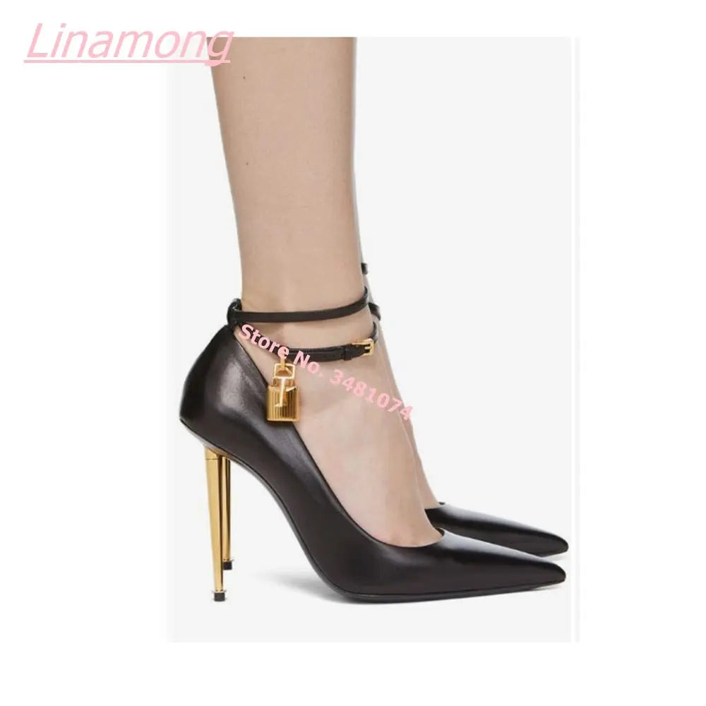 Summer New Women Pumps Metal Thin High Heel Luxury Shallow Pointed Toe Big Size Comfort Party Office Shoes eprolo