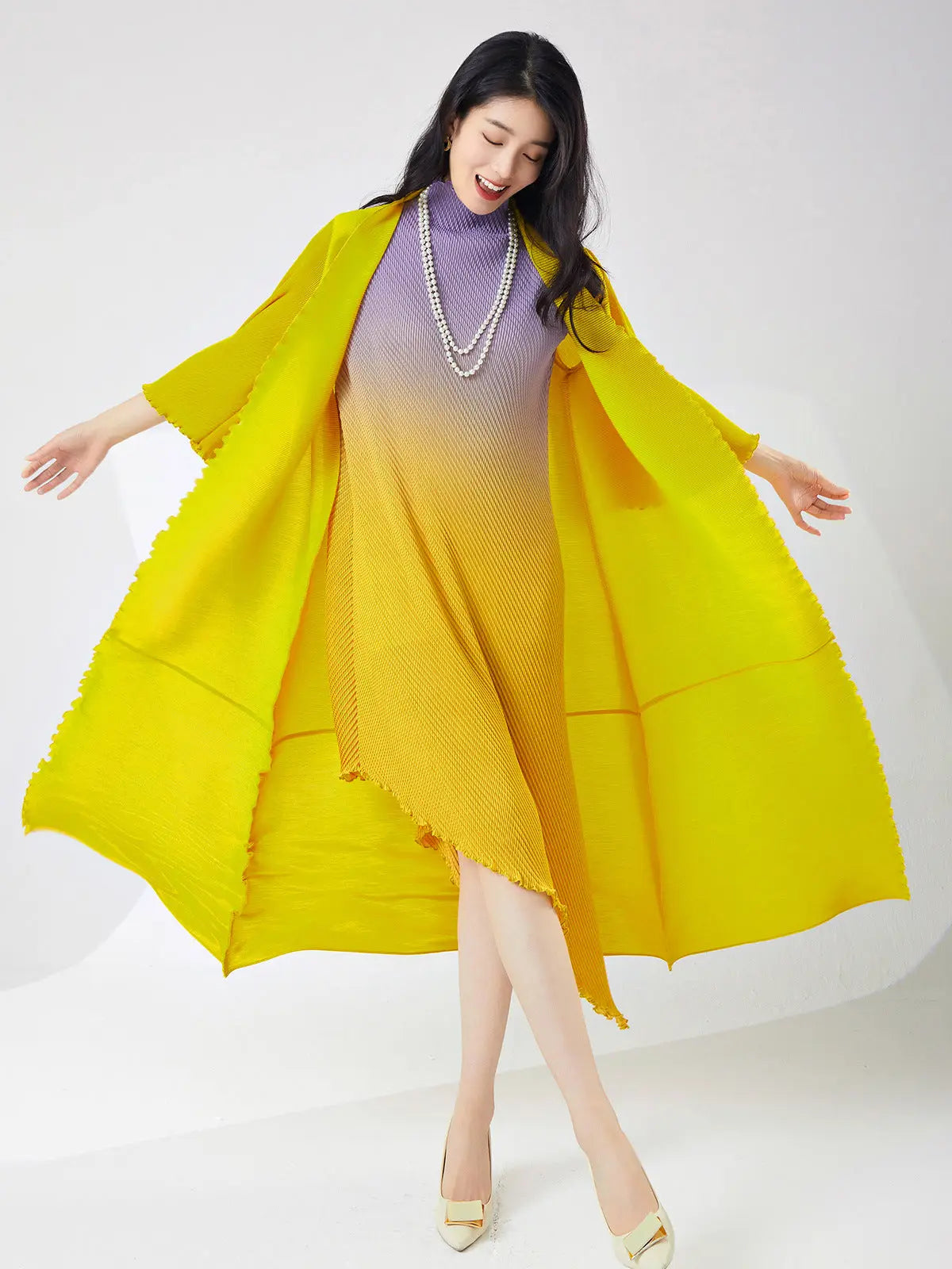 Fashion suit women's gradient color irregular dress loose and thin cardigan long jacket spring and summer eprolo