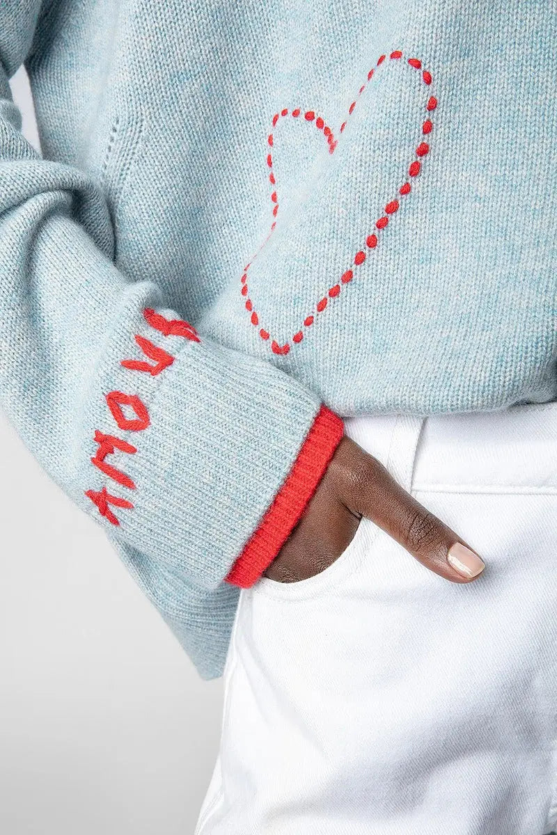 Letter Love Embroidered Embroidered Handmade Hooked Cashmere Knitted Sweater Female eprolo