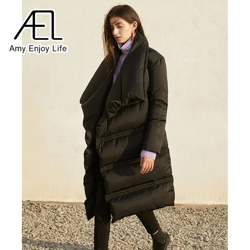 Autumn And Winter New Medium And Large Lapel Warm Thick Down Jacket eprolo