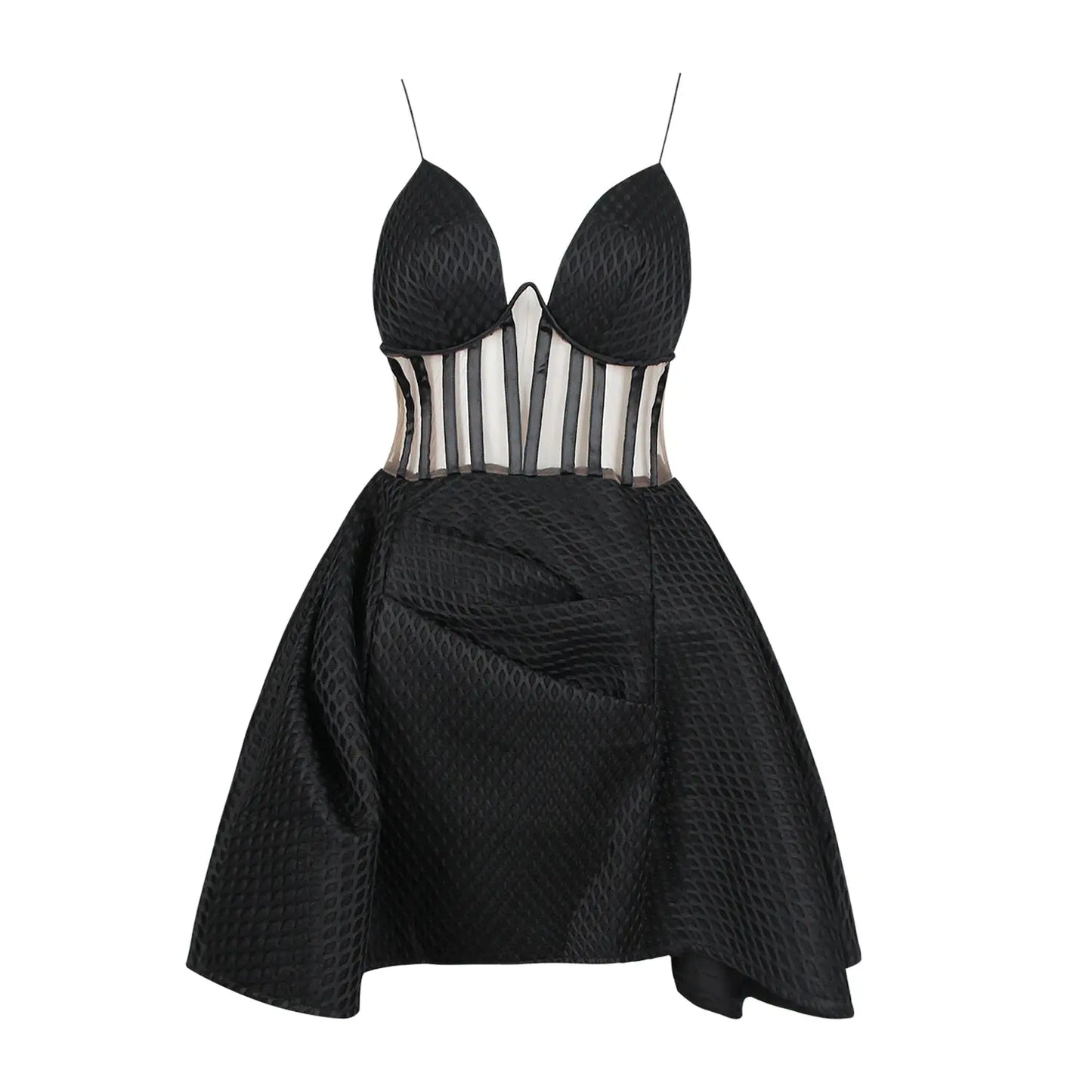 Summer Fashion Sexy Suspenders Mesh See-Through Pleated Backless Tutu Skirt Stunning Commuter High Waist Dress eprolo
