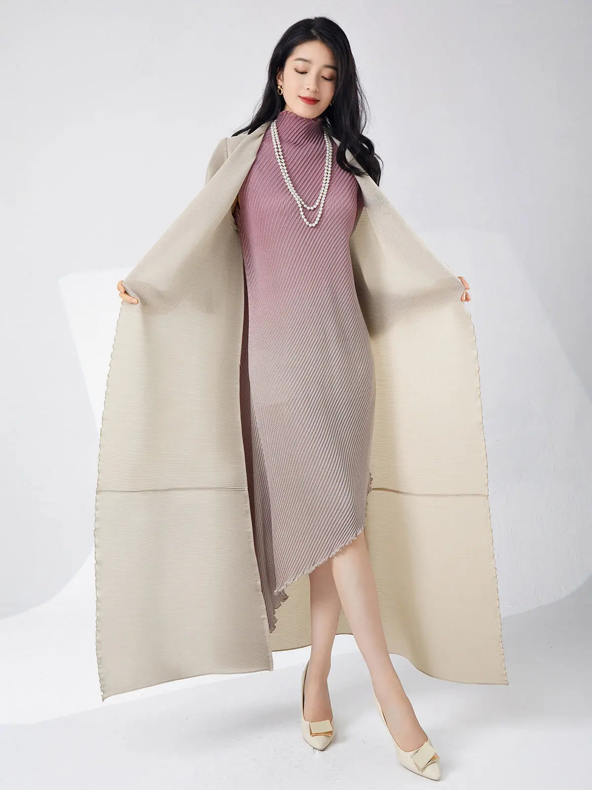 Fashion suit women's gradient color irregular dress loose and thin cardigan long jacket spring and summer eprolo