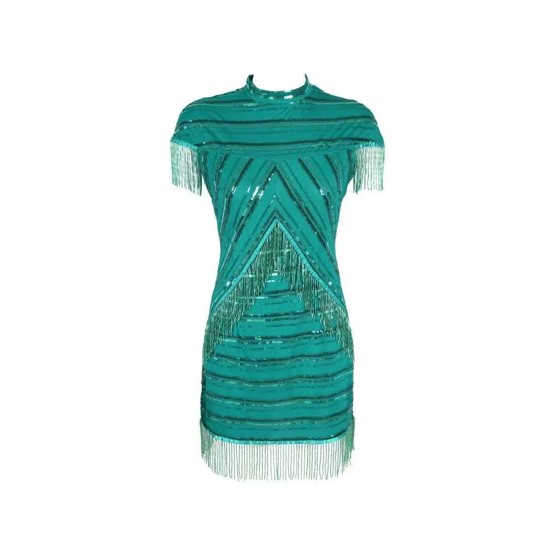 Vintage Sequin Fringe Dress - Beaded Fringe Cocktail Dress for Party eprolo