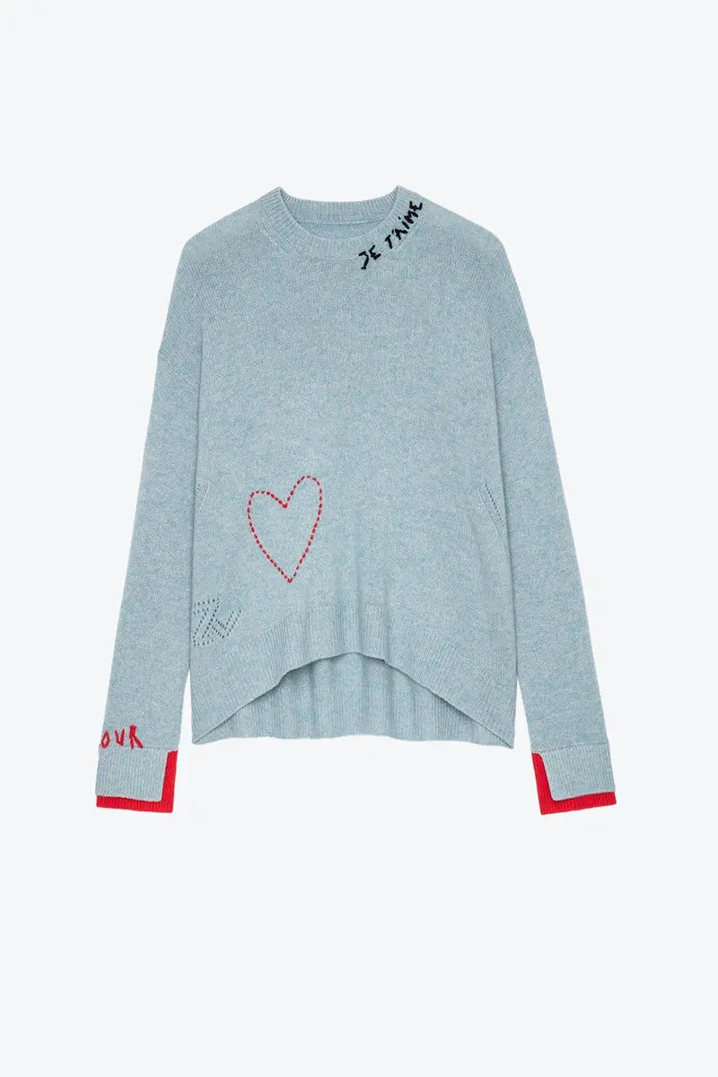 Letter Love Embroidered Embroidered Handmade Hooked Cashmere Knitted Sweater Female eprolo