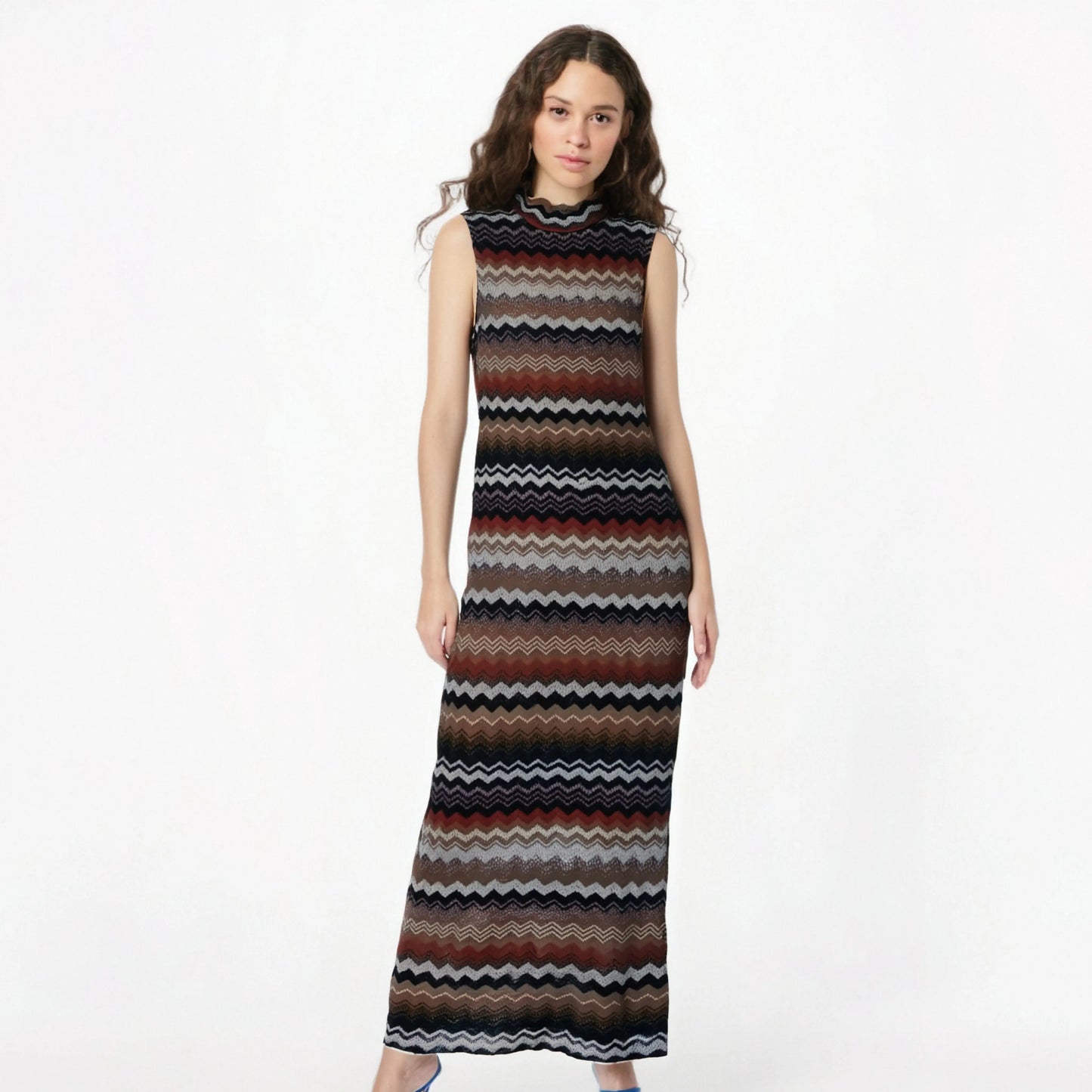Women's slim fit jacquard sleeveless knitted dress eprolo