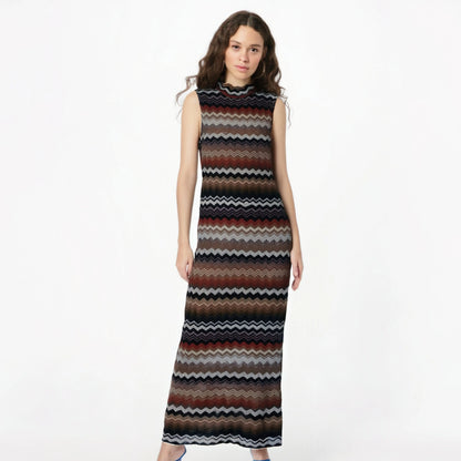 Women's slim fit jacquard sleeveless knitted dress eprolo