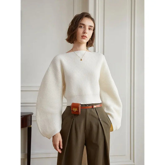 Spring Women Knitted Pullover Sweater Streetwear Boat Neck Long Sleeve Cropped Tops Fashion Red And White eprolo