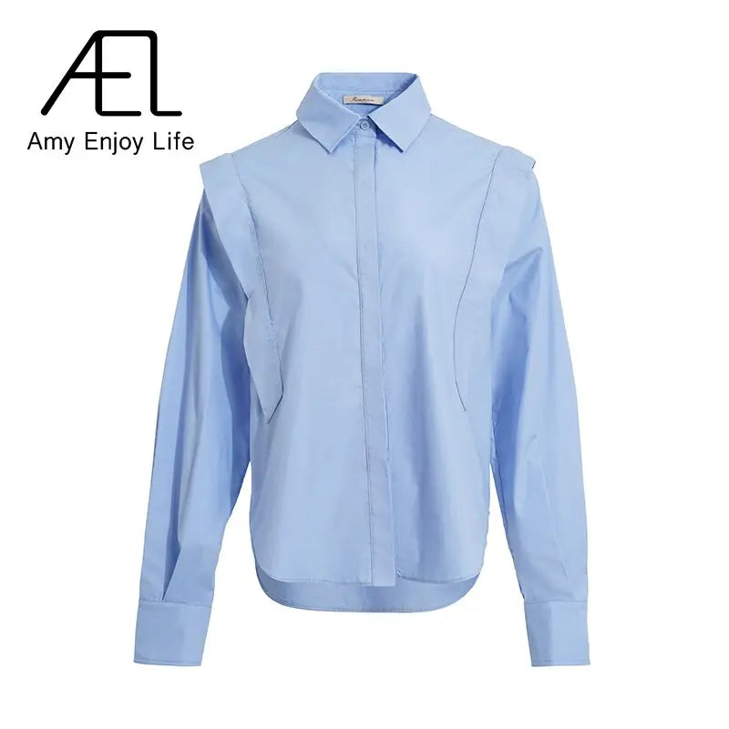 AEL Women Shirt Long Sleeve Lapel Blouse Elegant Feminina Fashion Spring Top Clothing Loose Causal Streetwear eprolo