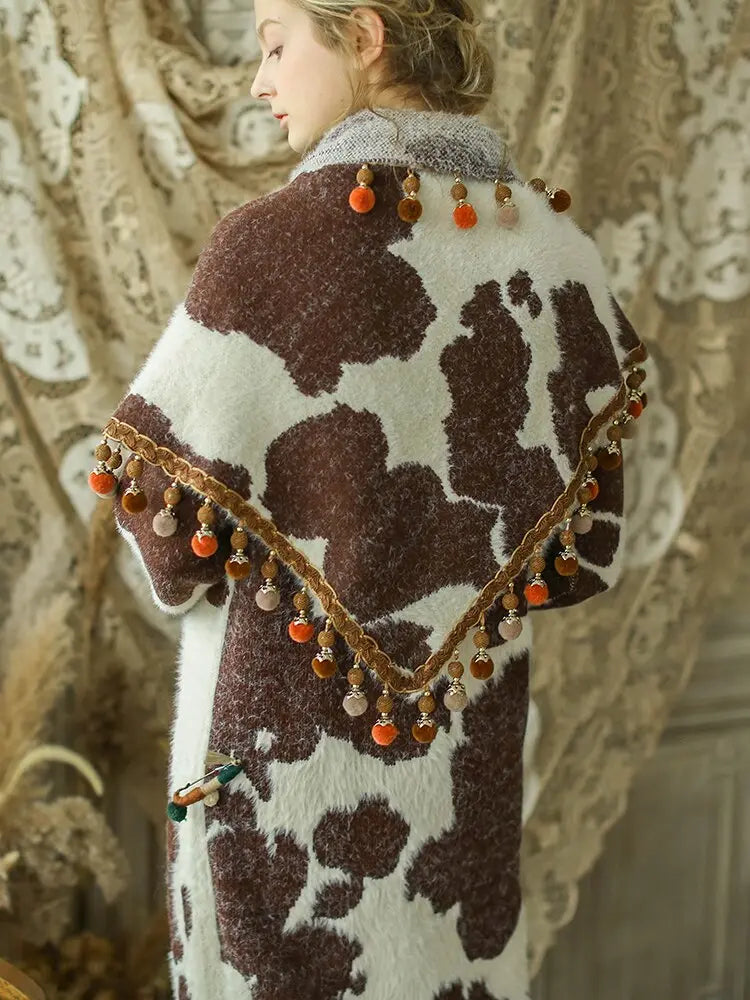 Vintage Cow Shawl Models Warm Woolen Straight Fall And Winter Dresses eprolo