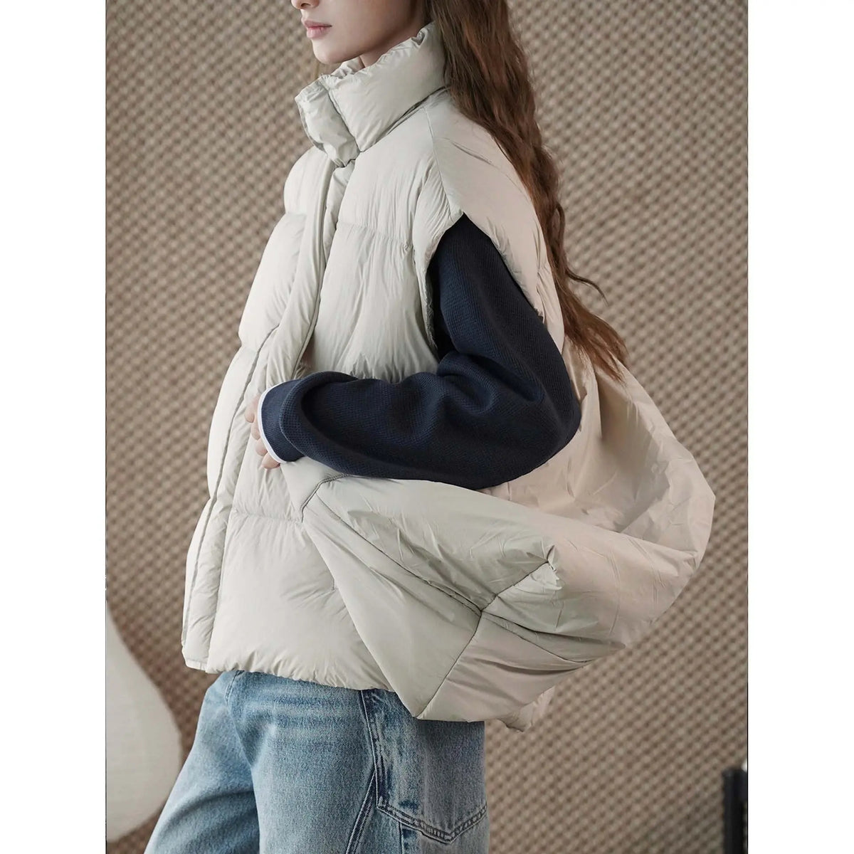 Fashion Winter Vest with Backpack Style White Duck Down Sleeveless Layered Slim FitWarm Women's Outerwear eprolo
