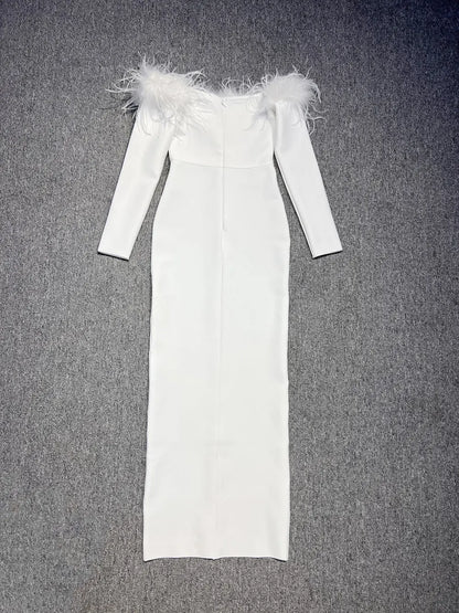 Sexy One Word Hairy Neck Dress for Wearing Outside and Wearing Inside with Hip Wrapping Dress and Bandage Dress eprolo