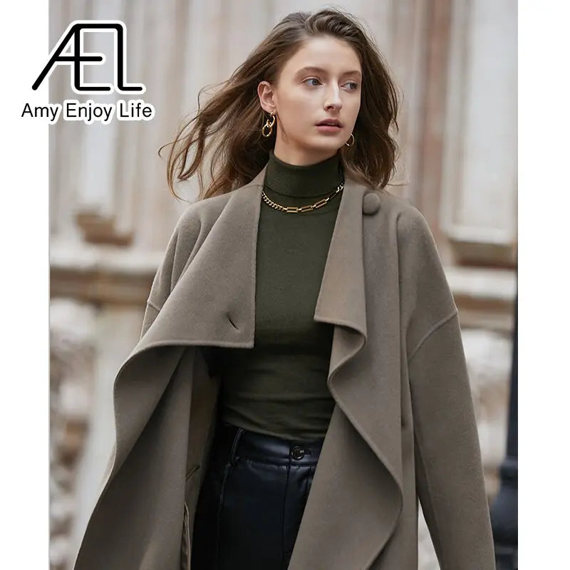 French White Double-Sided Suiting Slim Waist Woolen Coat Winter Premium Woolen Coat eprolo