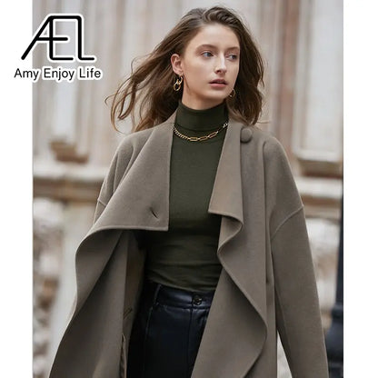 French White Double-Sided Suiting Slim Waist Woolen Coat Winter Premium Woolen Coat eprolo