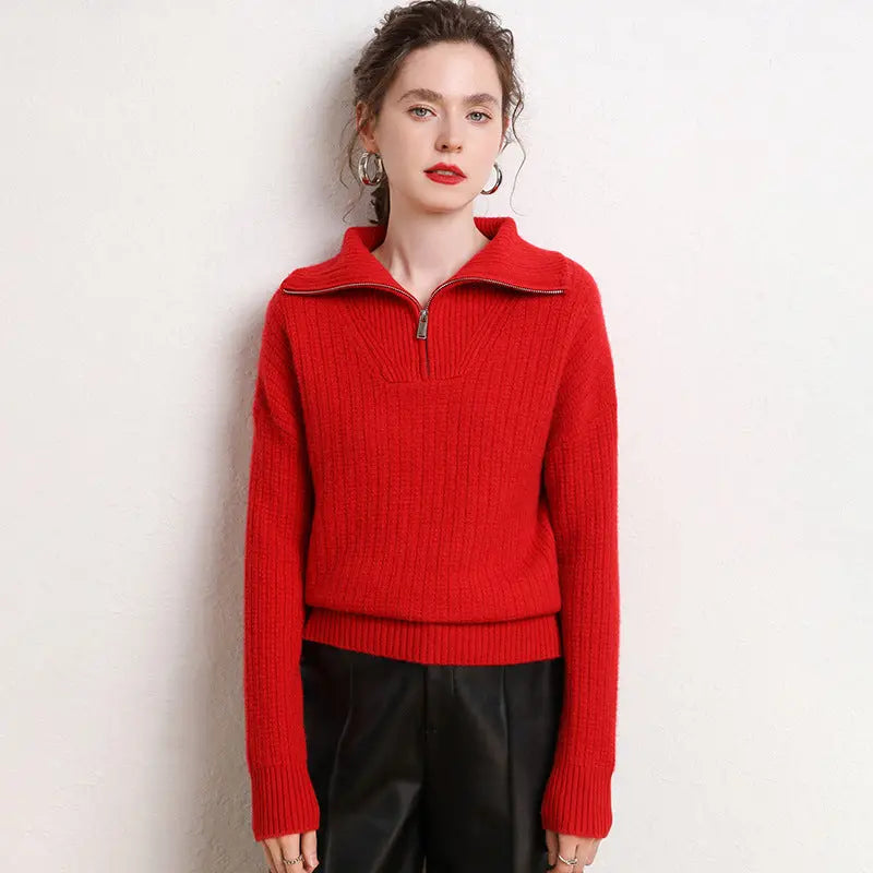 Stand up collar thickened long sleeved pullover knitted base sweater eprolo