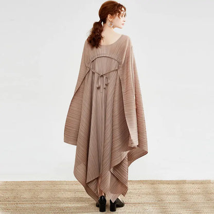 New Evening Dress Large Dress Loose Round Neck Lace Up Irregular Skirt For Women eprolo