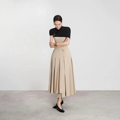 French Elegance Royal Style Long Dress Shoulder Cape Sleeveless Design Waist-Cinching Irregular Hem Women's Dress eprolo