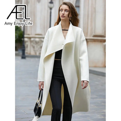 French White Double-Sided Suiting Slim Waist Woolen Coat Winter Premium Woolen Coat eprolo