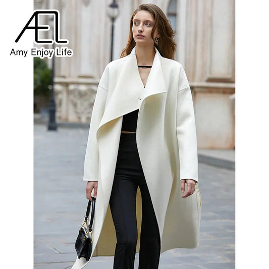 French White Double-Sided Suiting Slim Waist Woolen Coat Winter Premium Woolen Coat eprolo