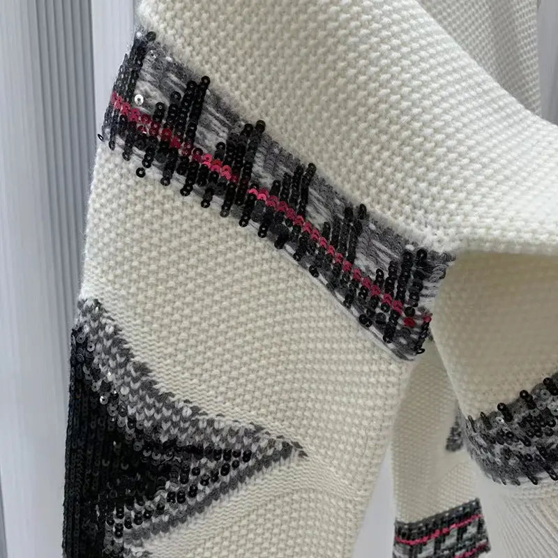 Autumn and Winter Design Sequined Cashmere Pullover Sweater eprolo