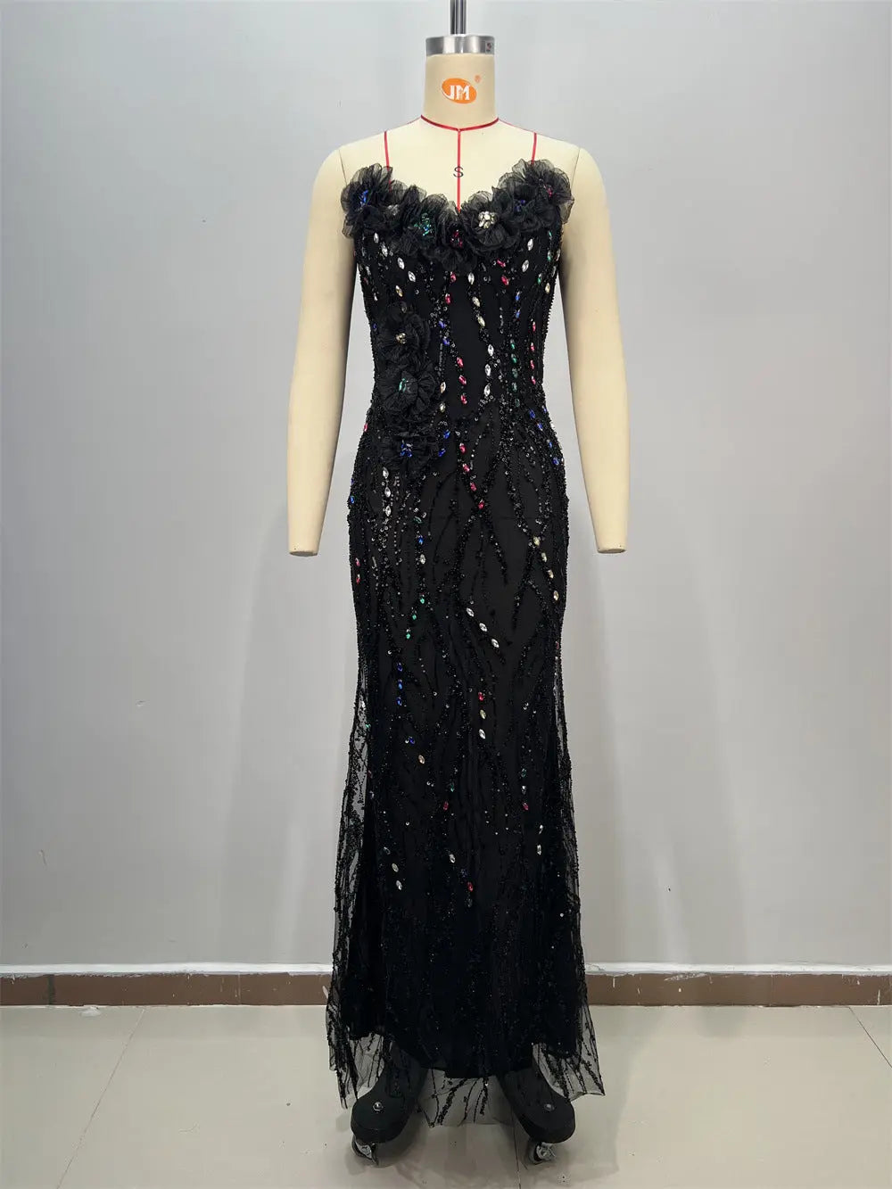 Shiny Sequin Evening Dress Long V-neck Waist-tightening Fitted Dress Mermaid Long Dress Women eprolo