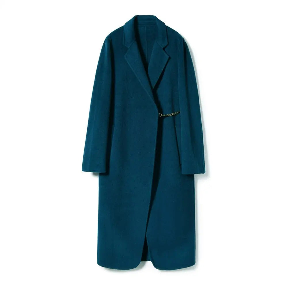 Autumn And Winter Straight Lapel Simple Belt Chain Long Reversible Wool Coat Wool Coat eprolo