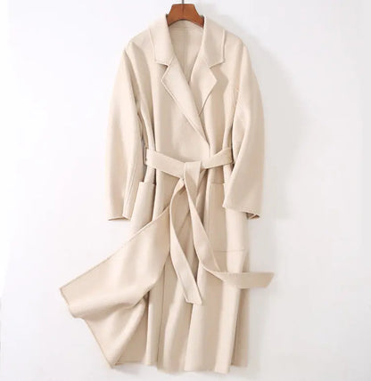 Water ripple double-sided cashmere coat high-end bathrobe wool coat windbreaker for women eprolo